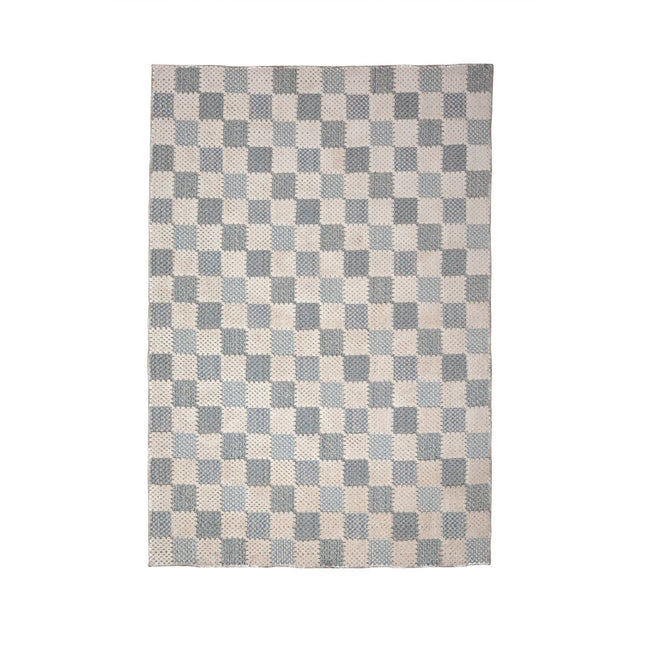 Katoenen vloerkleden - Flair Rugs katoenen vloerkleed Muted Checkerboard Blauw - Vloerkledenloods
