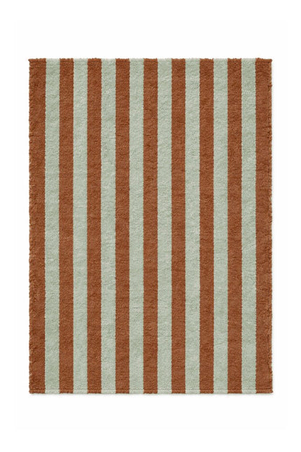 Katoenen Vloerkleden - Lorena Canals Cabana Lines katoenen vloerkleed Stripes Blue Sage/Toffe - Vloerkledenloods