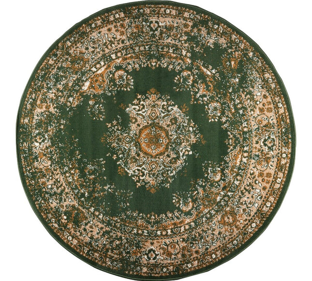 Rond Vintage Vloerkleed Keshan Groen