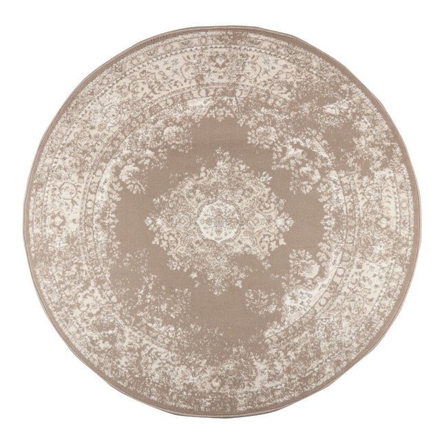 Rond Vintage Vloerkleed Keshan taupe/Bruin