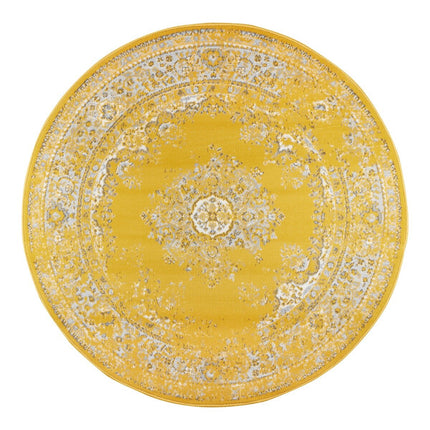Rond Vintage Vloerkleed Keshan Geel
