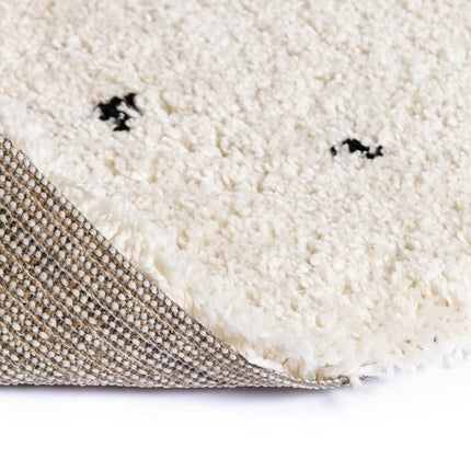 Kindervloerkleed hoogpolig Cream/Zwart - Dots - Vloerkledenloods