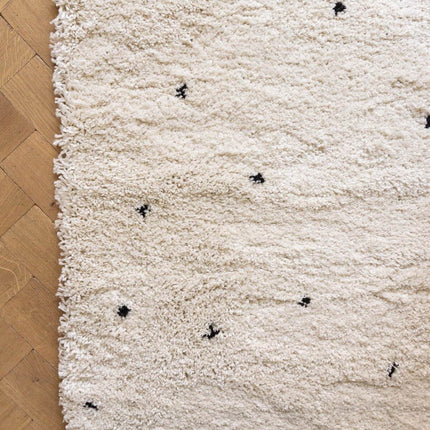 Kindervloerkleed hoogpolig Cream/Zwart - Dots - Vloerkledenloods