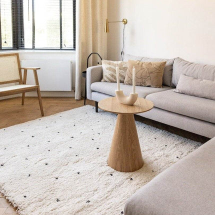 Kindervloerkleed hoogpolig Cream/Zwart - Dots - Vloerkledenloods