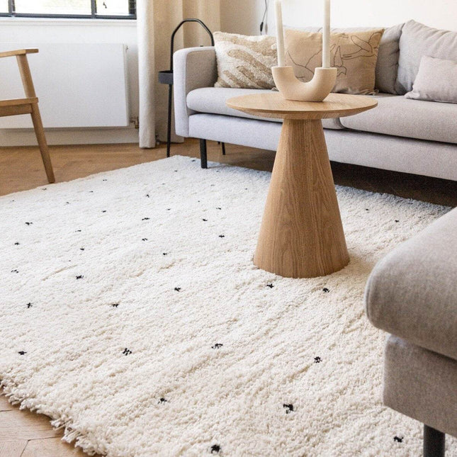 Kindervloerkleed hoogpolig Cream/Zwart - Dots - Vloerkledenloods