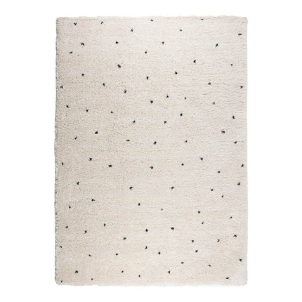 Kindervloerkleed hoogpolig Cream/Zwart - Dots - Vloerkledenloods