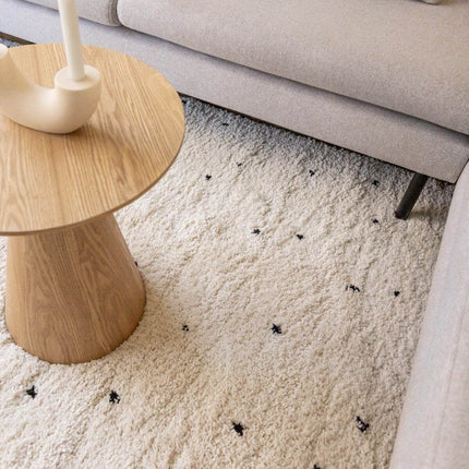 Kindervloerkleed hoogpolig Cream/Zwart - Dots - Vloerkledenloods