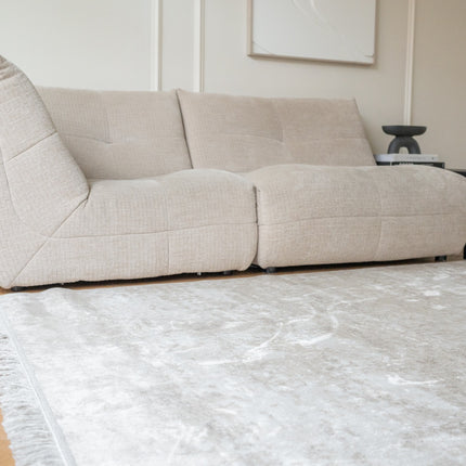 Vintage vloerkleed Smuk beige met franjes