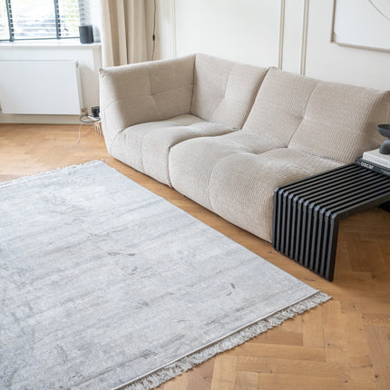 Vintage vloerkleed Smuk grijs met franjes