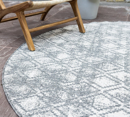 Rond Buitenkleed Frost - Grijs/wit - dubbelzijdig - EVA Interior