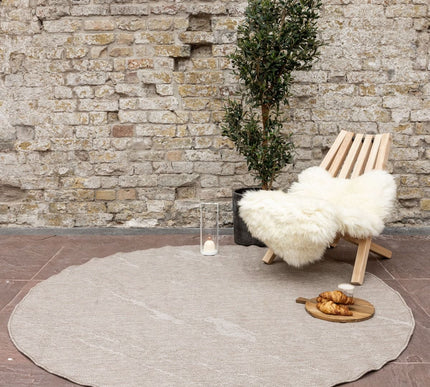 Rond Buitenkleed Marble - Naturel/wit - dubbelzijdig - EVA Interior