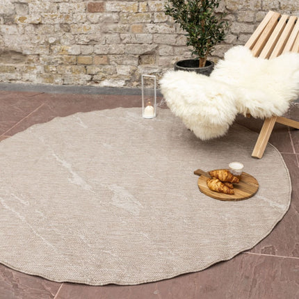 Rond Buitenkleed Marble - Naturel/wit - dubbelzijdig - EVA Interior