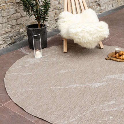 Rond Buitenkleed Marble - Naturel/wit - dubbelzijdig - EVA Interior