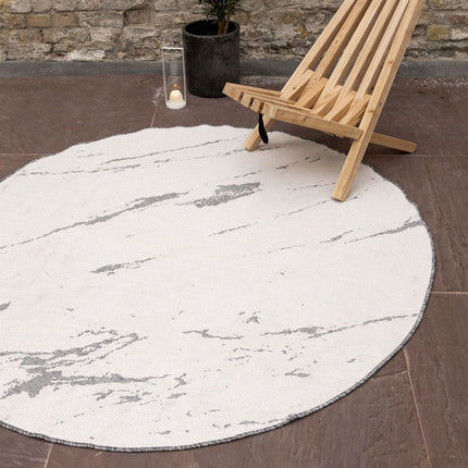 Rond Buitenkleed Marble - Grijs/wit - dubbelzijdig - EVA Interior