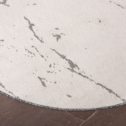 Rond Buitenkleed Marble - Grijs/wit - dubbelzijdig - EVA Interior
