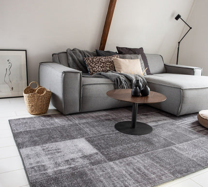 Vintage Patchwork Vloerkleed Antraciet - Moods