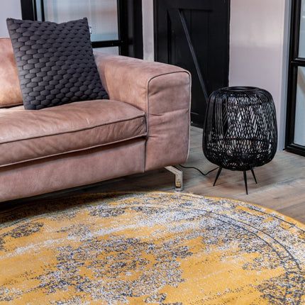 Vintage Vloerkleed Bloom rond - Geel - EVA Interior