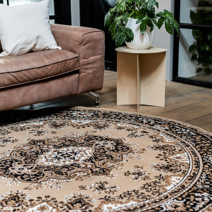 Vintage Vloerkleed Bruin Rond - Perzisch - Retro - Nain