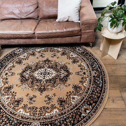 Vintage Vloerkleed Bruin Rond - Perzisch - Retro - Nain