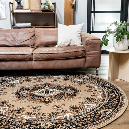 Vintage Vloerkleed Bruin Rond - Perzisch - Retro - Nain