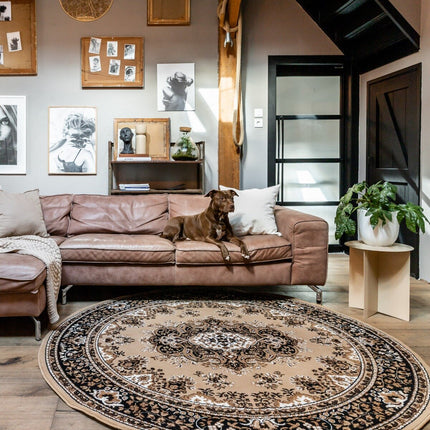 Vintage Vloerkleed Bruin Rond - Perzisch - Retro - Nain