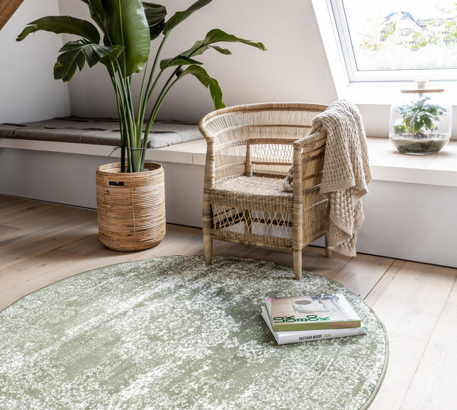 Vintage Vloerkleed Bloom rond - Groen - EVA Interior