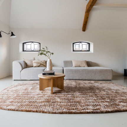 Vloerkleed Rectangle Edge Bruin/Wit