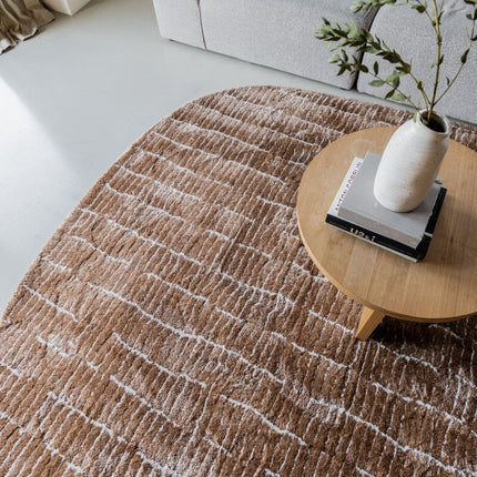 Vloerkleed Rectangle Edge Bruin/Wit