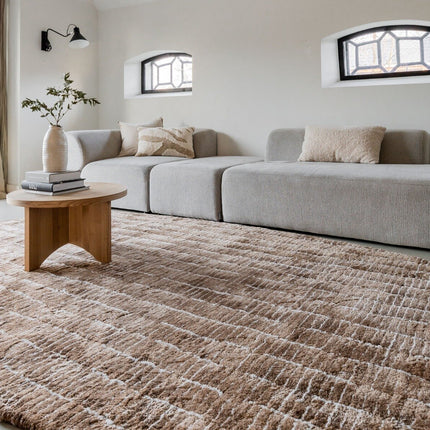 Vloerkleed Rectangle Edge Bruin/Wit