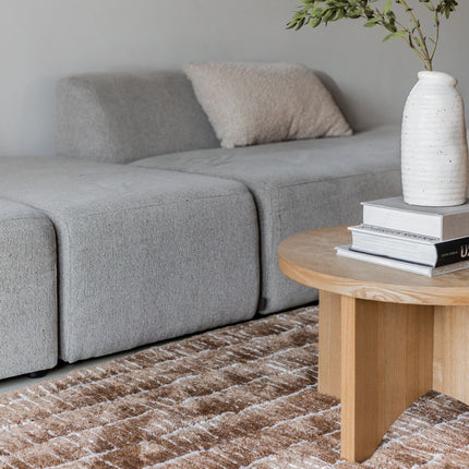 Vloerkleed Rectangle Edge Bruin/Wit