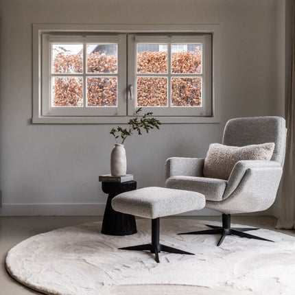Rond Zacht Hoogpolig Vloerkleed Lux Creme