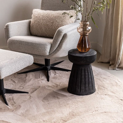 Rond Zacht Hoogpolig Vloerkleed Lux Beige / Taupe