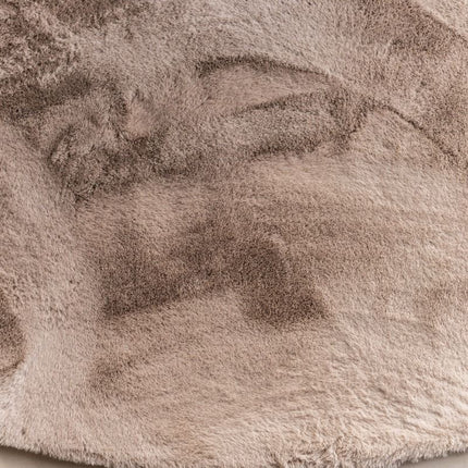 Rond Zacht Hoogpolig Vloerkleed Lux Beige / Taupe