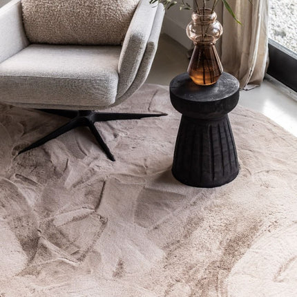 Rond Zacht Hoogpolig Vloerkleed Lux Beige / Taupe