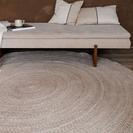 Rond wollen vloerkleed Gapo beige