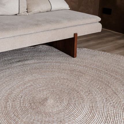 Rond wollen vloerkleed Gapo beige