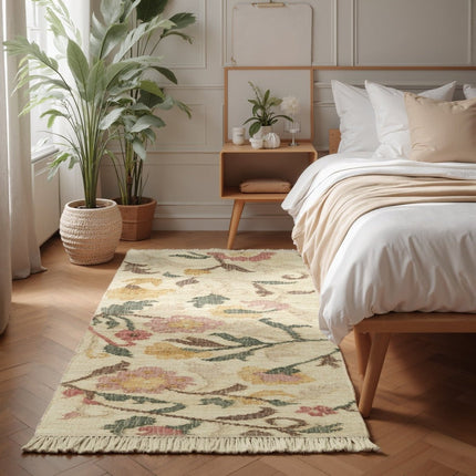 Lopers - Elle Decoration Roya Afghaans kelim loper Violette Crème/Multicolor - Vloerkledenloods