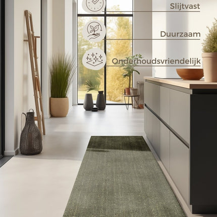 Lopers - Hanse Home bouclé juten loper Jaipur Junglegroen - Vloerkledenloods