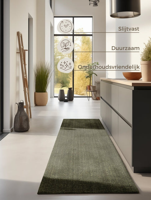 Lopers - Hanse Home bouclé juten loper Jaipur Junglegroen - Vloerkledenloods