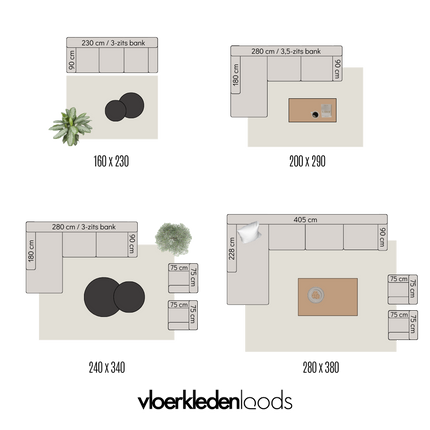 Vloerkleed Glymm Wit/Beige Wasbaar