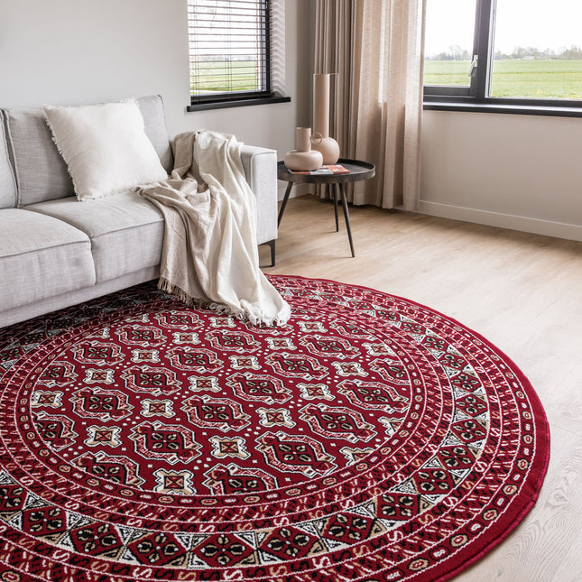 Rond vintage vloerkleed Marad rood Interieur 05