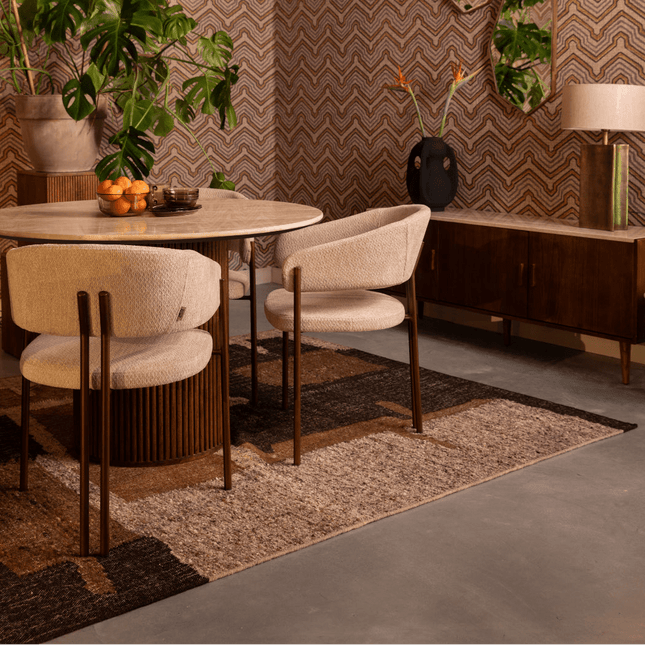 Moderne vloerkleden - Dutchbone vloerkleed Briton Brown - Vloerkledenloods