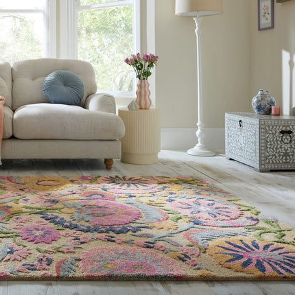 Moderne vloerkleden - Flair Rugs vloerkleed Amira Floral Wool Multi - Vloerkledenloods