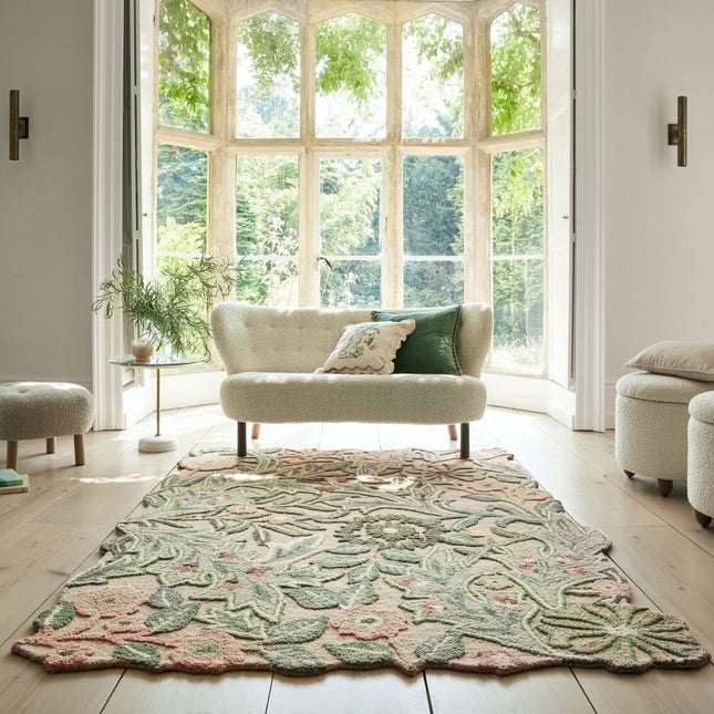 Moderne vloerkleden - Flair Rugs vloerkleed Bryony Shaped Floral Groen - Vloerkledenloods