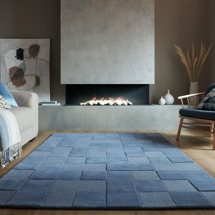 Moderne vloerkleden - Flair Rugs vloerkleed Checkerboard Blauw - Vloerkledenloods