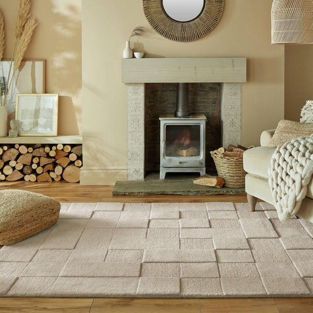 Moderne vloerkleden - Flair Rugs vloerkleed Checkerboard Naturel - Vloerkledenloods