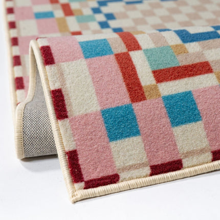 Moderne vloerkleden - Flair Rugs vloerkleed Checkered Border Multi - Vloerkledenloods