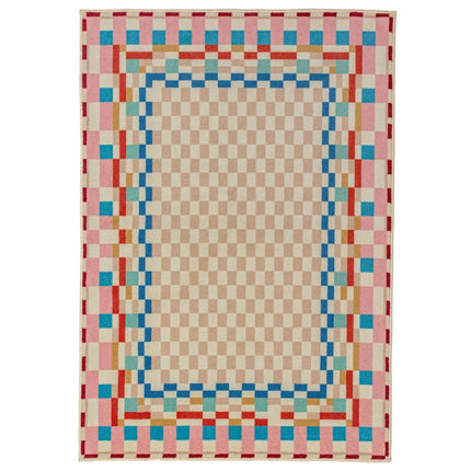 Moderne vloerkleden - Flair Rugs vloerkleed Checkered Border Multi - Vloerkledenloods