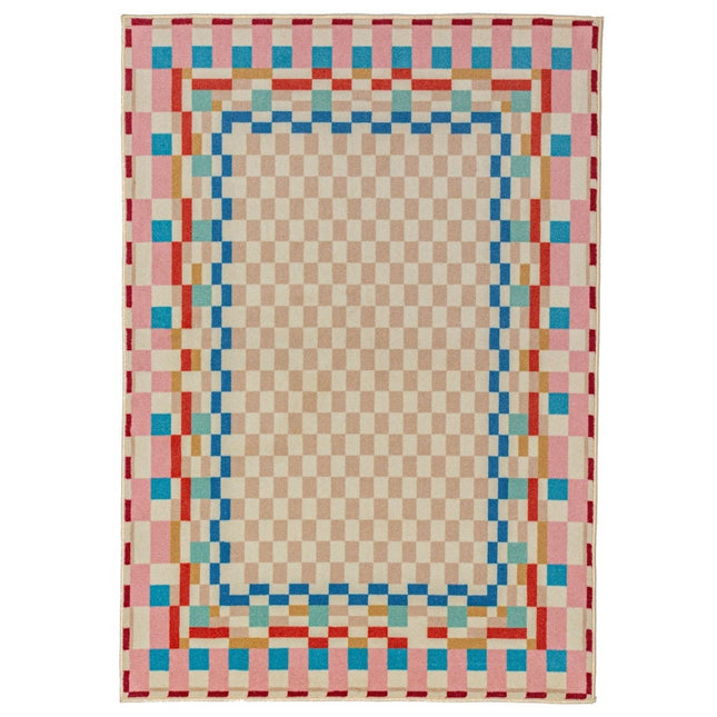 Moderne vloerkleden - Flair Rugs vloerkleed Checkered Border Multi - Vloerkledenloods