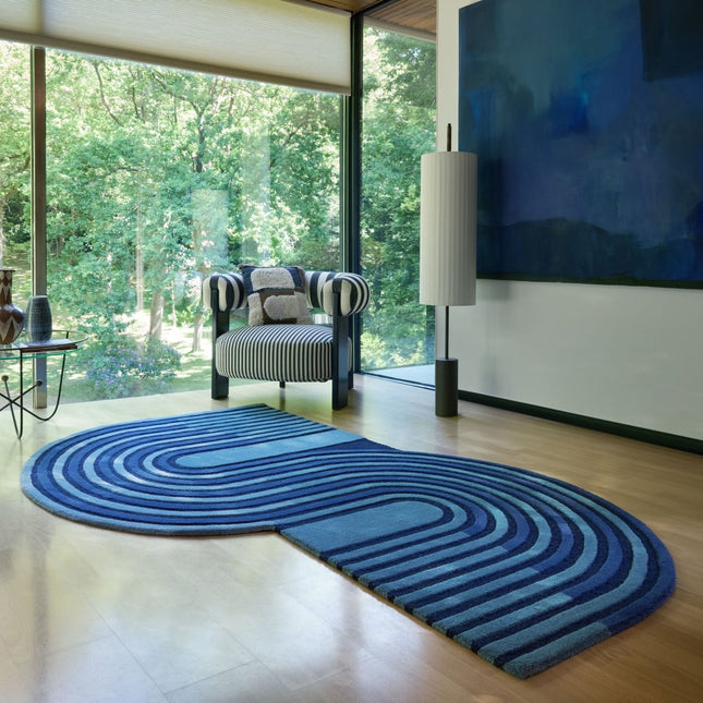 Moderne vloerkleden - Flair Rugs vloerkleed Conway Retro Shaped Donkerblauw - Vloerkledenloods